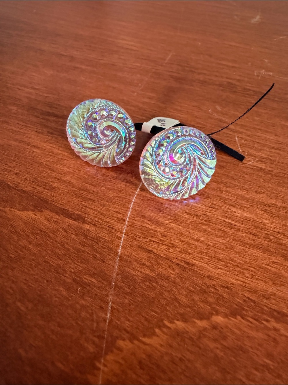 Source Unknown Iridescent Swirl Round Cuff Links - Multi-Color